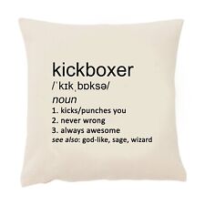 Kickboxer Cushion Cover Funny 50cm Square Beige Sport Muay Thai Definition Gift