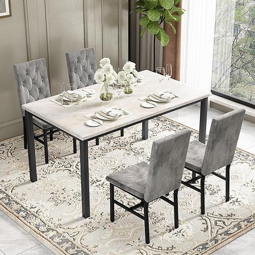 Dining table and chairs - table,
