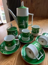 Chinese Bamboo Pattern Vintage Coffee Set With Coffee Pot