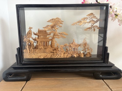 Vintage chinese cork diorama - cork,
