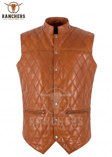 Mens quilted leather - quilted, vest