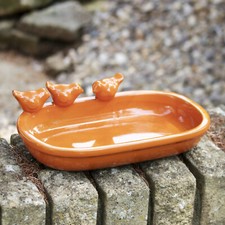 Oval Ceramic Bird Bath Orange
