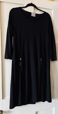 The Masai Clothing Co Black Stretch Jersey Zip Pockets Swing Dress Bust 38" L39"