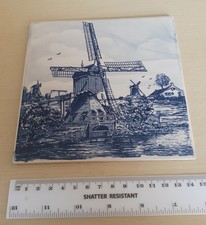 Delftware Dutch Windmill Tile