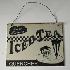 Vintage Fresh  Brewed Ice Tea Quencher American Diner 20cm Retro Metal Sign 