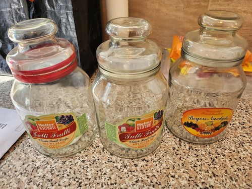 Set glass sweet jars with - of,
