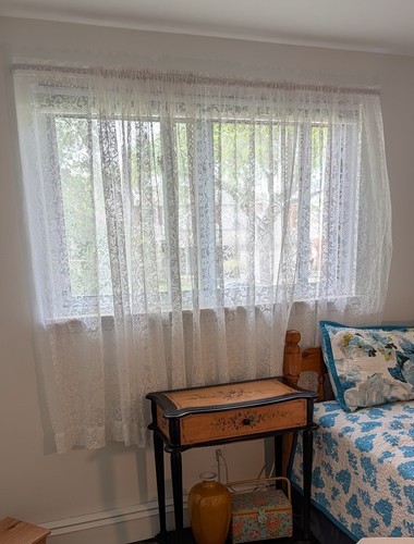 Vtg lace curtains - white, 4