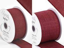 Burgundy Wired edge Burlap Hessian Ribbon 38mm or 63mm