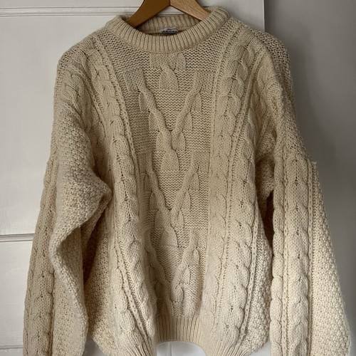 Hand knitted aran wool jumper - knitted,