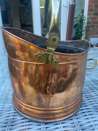 Copper coal scuttle bucket - scuttle,