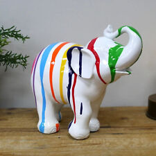 Graffiti Paint Stripes Elephant Ornament Statue Home Decor Colorful Gift Unique
