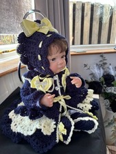 BABY GIRL CARDIGAN BONNET BOOTEE CROCHET HANDMADE REBORN ROMANY N0 TO 3 MONTHS