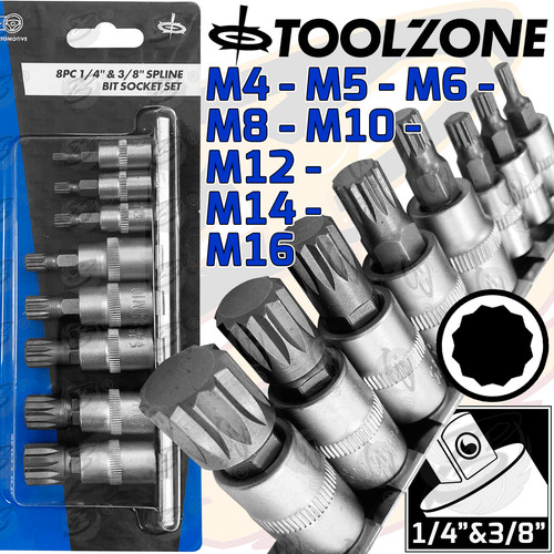 Spline bit socket set - bit, &