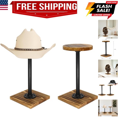 Rustic burnt wood hat - wood, stand