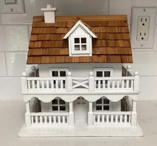 Home Bazaar (HB) White Novelty New England Victorian Style Cottage Bird House
