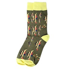TROPICAL ANGEL FISH KHAKI MENS PAIR OF NOVELTY SOCKS