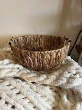 ROUND HYACINTH WICKER BASKET STORAGE 13” DIAMETER