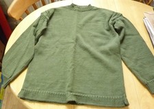 Vintage Green Guernsey Style Sweater Jumper 100% Pure New Wool Size 44" chest