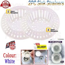 2x Kitchen Sink Strainer Waste Drain Plug Hole Basin Hair Catcher Drainer Filter