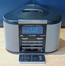 Pure DAB/FM Radio Chronos iDock With iPod Dock/AUX Alarm Clock Remote Working