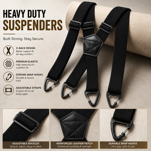 Heavy duty elastic suspenders - heavy,