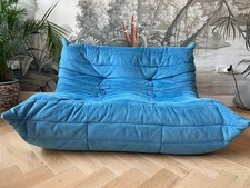 2-Seater Togo by Michel Ducaroy for Ligne Roset Baby Blue Alcantara vintage
