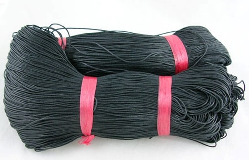 Black waxed cotton cord - black,