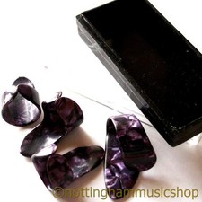 Purple finger + thumb picks set for steel hawaiian slide resonator guitar in box