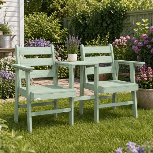 Wooden love seat rustic garden - seat,