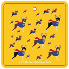 BOSTON TERRIER SUPERHERO VANILLA AIR FRESHENER 2 PACK - DOG LOVER CAR GIFT