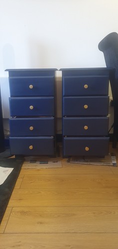 Upcycled pair blue bedside - upcycled, of