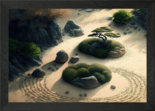 Japanese zen garden Framed