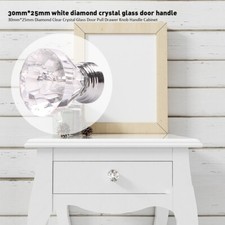 4-24pc 25*30mm Crystal Door Knob Diamond Round Cabinet Furniture Cupboard Drawer