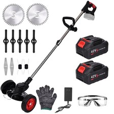 42V Cordless Strimmer Grass Trimmer Electric Tree Garden Edger Cutter +2 Battery