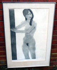 Kathan Brown Crown Point Press 1960s artists proof etching "Woman in a doorway"