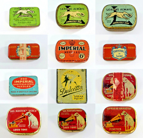 Vintage gramophone needle tins - vintage,