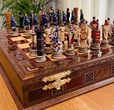 Large Crusaders Chess Set 15" Handmade Wood Board with Storage Christmas Gift ?