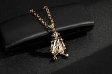 Gold Filled | 3D Clown Pendant with Clear Stones | 22" 4mm Belcher Chain Unisex