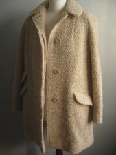 AQUASCUTUM 100% WOOL COAT tweed trench 10 8 BLOGGER cream warm oversize pure new