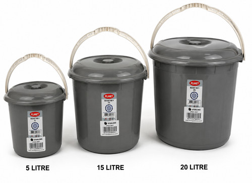 Grey plastic buckets set - 3x,