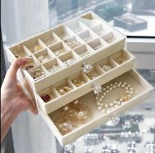 3 Tier Jewellery Storage Box Organiser Travel Box Earring Necklace Drawer UK