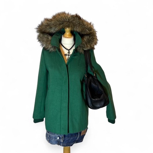 Green coat with - , hood
