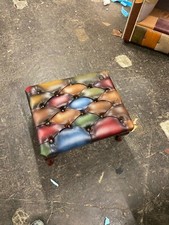 REAL LEATHER queen anne footstool