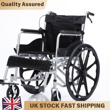 Elderly Wheelchair 24" Soft Seat Self Propelled Mag Wheels Folding UK