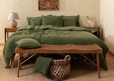 Moss Green Color Linen Duvet Cover Pure Linen duvet Stonewashed Bedding Cover