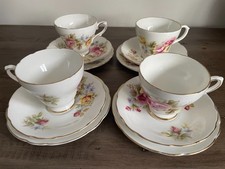 Vintage Royal Sutherland Fine Bone China Roses trios x4
