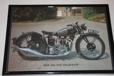 1938 Velocette 350 KSS Motorcycle Framed Original Magazine Print from 1975