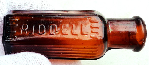 Nice amber glass poison bottle - nice,
