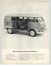 1964 Volkswagen Kombi Microbus Can Photo Vintage Car Magazine Print Ad 