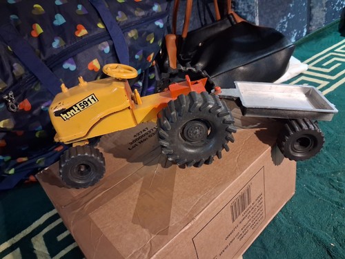 Orange toy tractor trailer - orange,